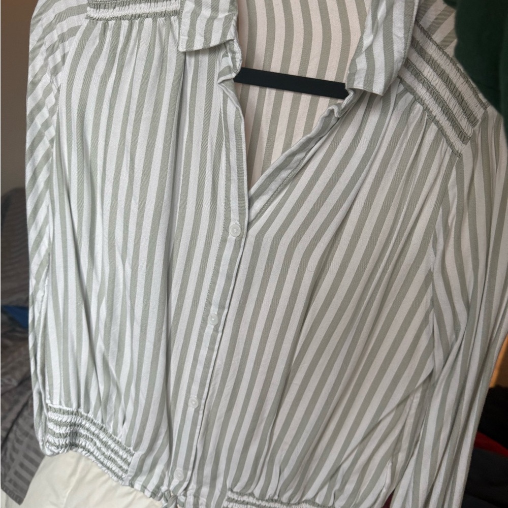 Striped Button-Up Blouse